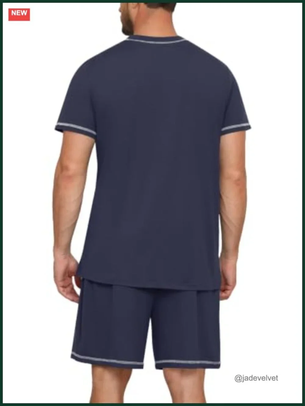 Men's Short Sleeve Pajama Set with Pockets Crew Neck Lounge Set